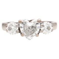 IGI Certified 1.02ct Heart Shape Diamond Three Stone Engagement Ring
