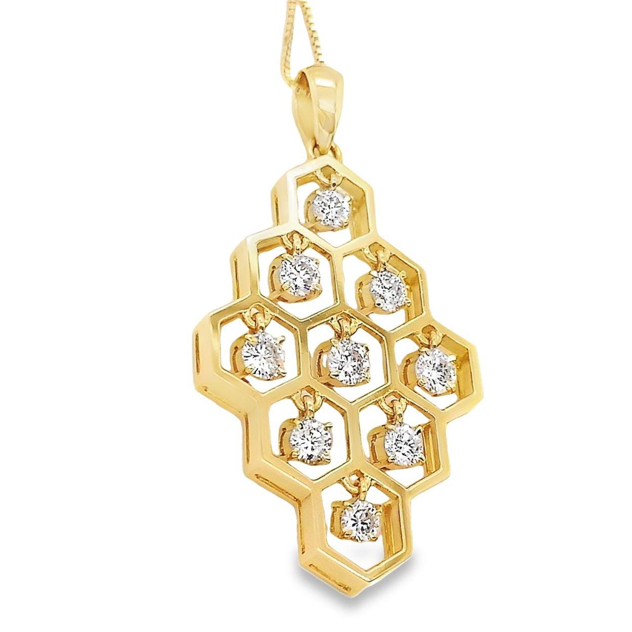 Halskette mit Anhänger, IGI-zertifiziert 1,02 Karat natürliche Diamanten 18K Gelbgold im Zustand „Neu“ in Hong Kong, HK