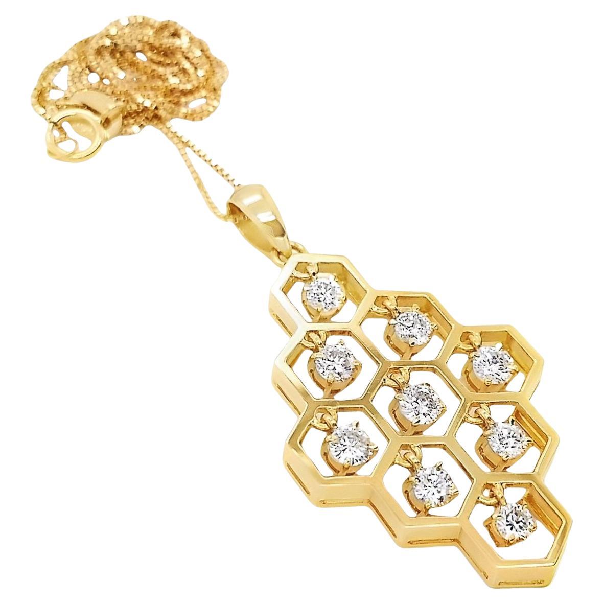 Halskette mit Anhänger, IGI-zertifiziert 1,02 Karat natürliche Diamanten 18K Gelbgold