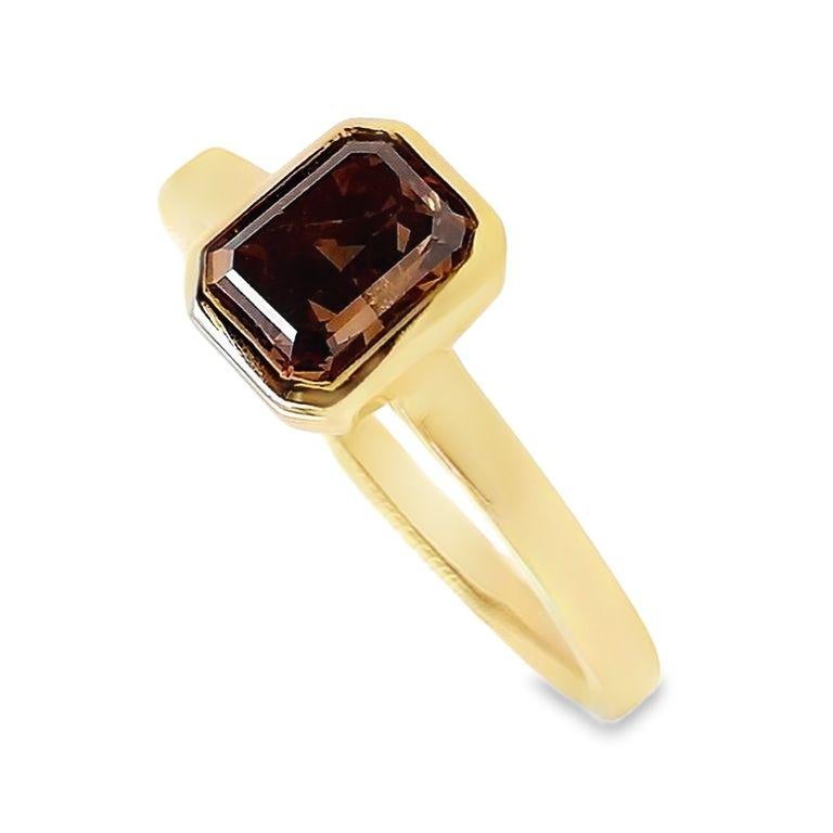 IGI Certified 1.02ct Natural Fancy Diamond 18K Yellow Gold Ring For Sale 1