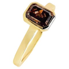 IGI Certified 1.02ct Natural Fancy Diamond 18K Yellow Gold Ring