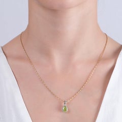 IGI Certified 1.03 Carat Natural Peridot and Diamond Pendant in 14K Gold