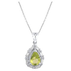 IGI Certified 1.04 Carat Natural Peridot and Diamond Pendant in 14K Gold