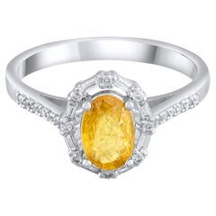 IGI Certified 1.04 Carat Natural Sapphire and Diamond Ring in 14K Gold