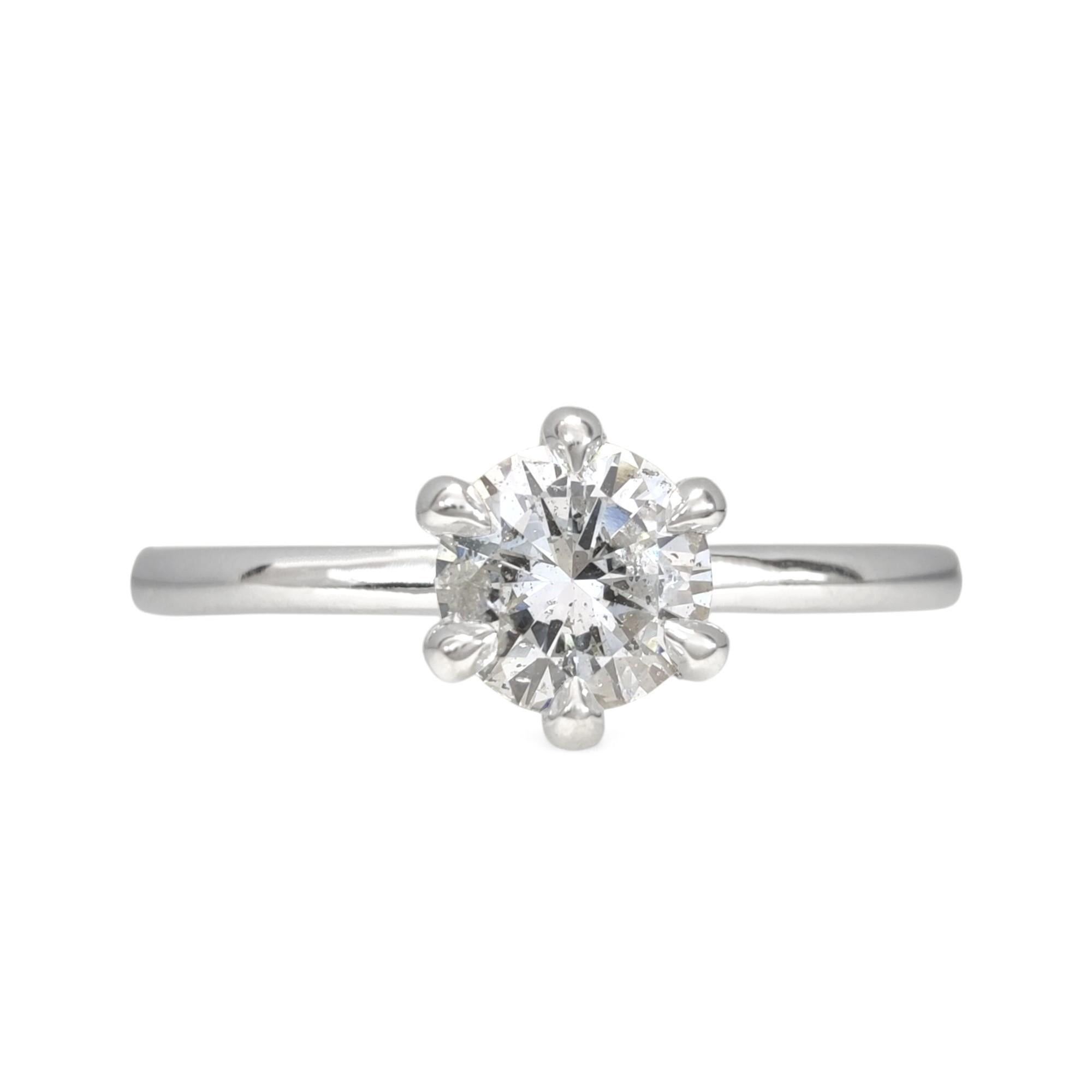 Women's IGI Certified 0.40 Ct Round Brilliant Diamond Engagement Ring in 18K White Gold For Sale