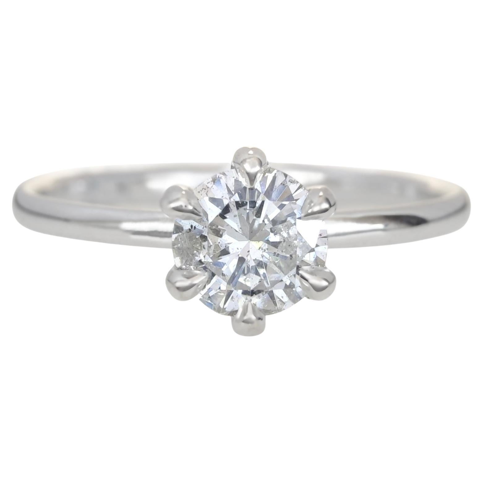 IGI Certified 0.40 Ct Round Brilliant Diamond Engagement Ring in 18K White Gold