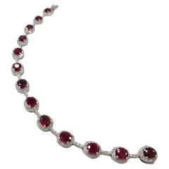 IGI Certified 10.55 Carat Ruby & Diamond Bracelet in 18K White Gold