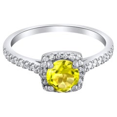 IGI Certified 1.06 Carat Natural Peridot and Diamond Cocktail Ring in 14K Gold