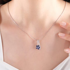 IGI Certified 1.07 Carat Natural Sapphire and Diamond Pendant in 8K Gold