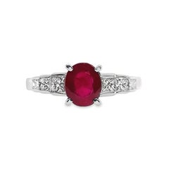 IGI Certified 1.09ct Natural Burma Ruby 5.65ct Natural Diamonds Platinum Ring