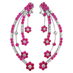 IGI Certified 10.00ct Natural Rubies and 3.60ct Diamonds 18k White Gold Earrings