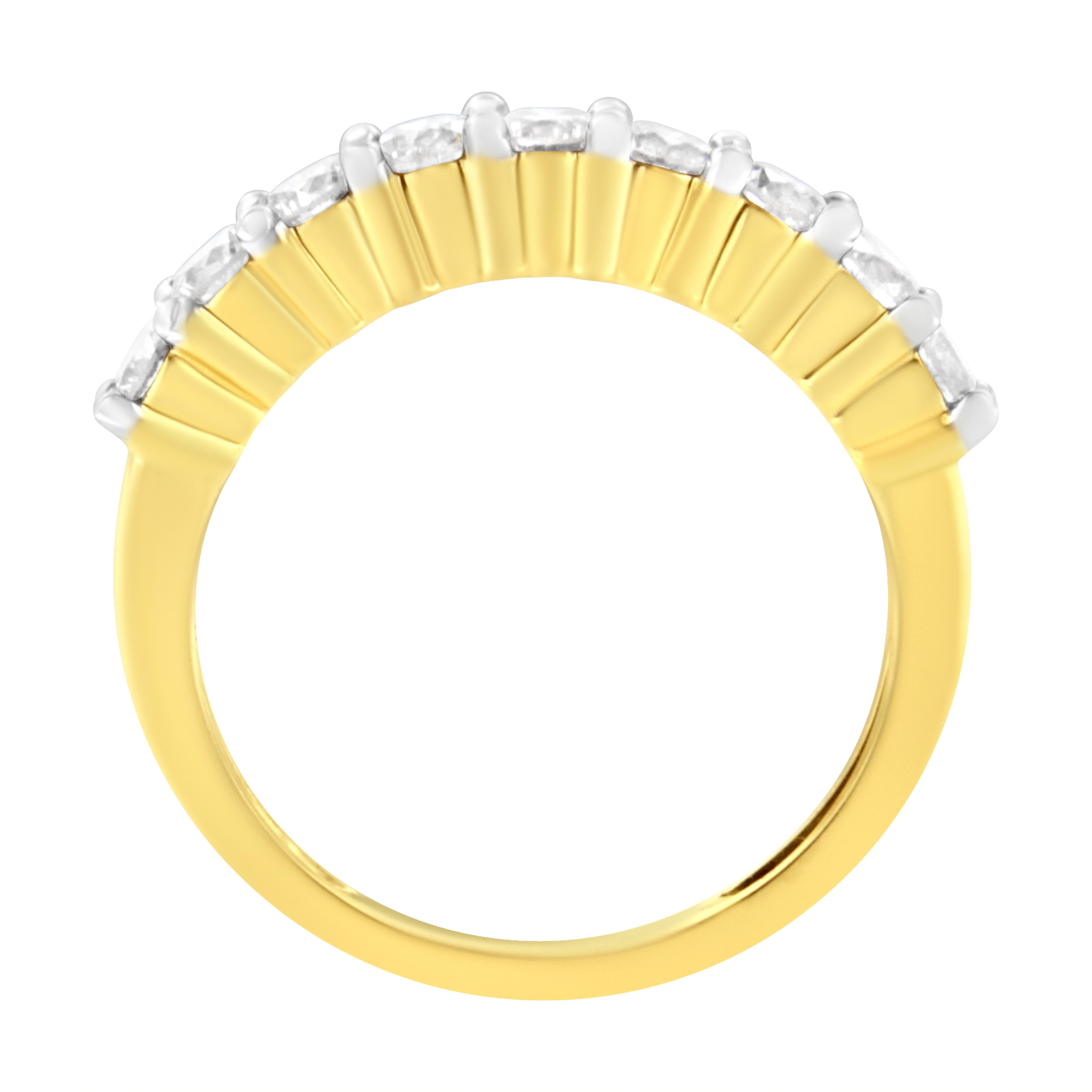 Taille ronde Bague jonc en or jaune 10 carats certifiée IGI avec diamants de 1 carat en vente