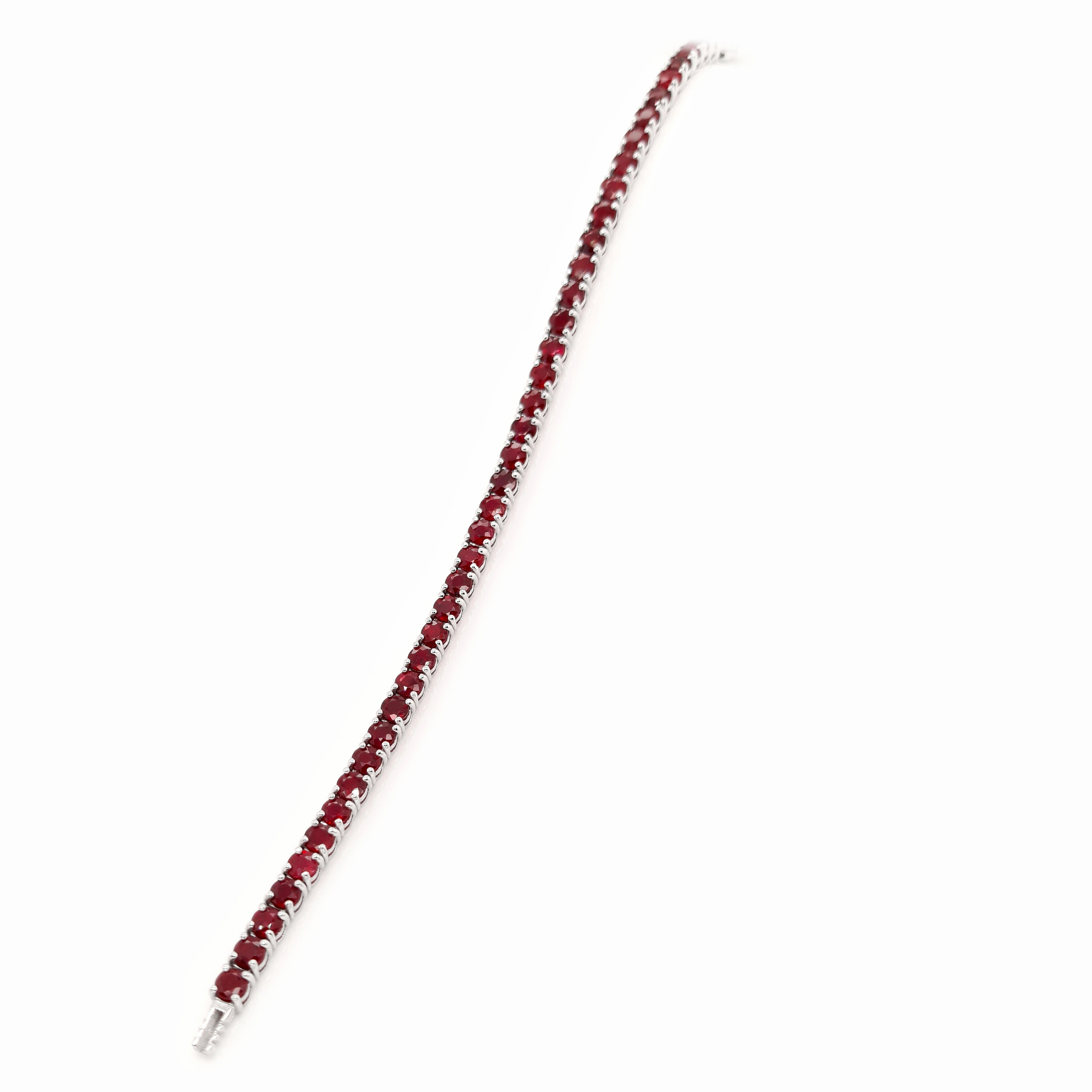 Women's or Men's IGI Certified 11.03ct Natural Rubies 14K White Gold Bracelet
