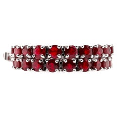 IGI Certified 11.03ct Natural Rubies 14K White Gold Bracelet