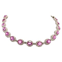 IGI Certified 11.08ct Pink Sapphire & Diamond Eterity Bracelet in 18K White Gold