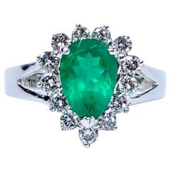 Bague certifiée IGI de 1,11 carat d'émeraude colombienne et de diamant