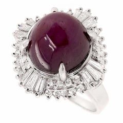 IGI Certified 11.10ct Natural Star Ruby 0.86ct Natural Diamonds Platinum Ring