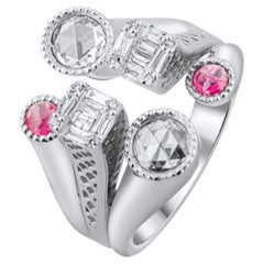IGI Certified 1.12 Carat Diamond and Ruby Statement Ring 14K Gold