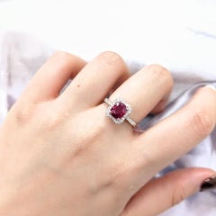 IGI Certified 1.13 Carat Burma Ruby and Diamond Ring in 18K White Gold