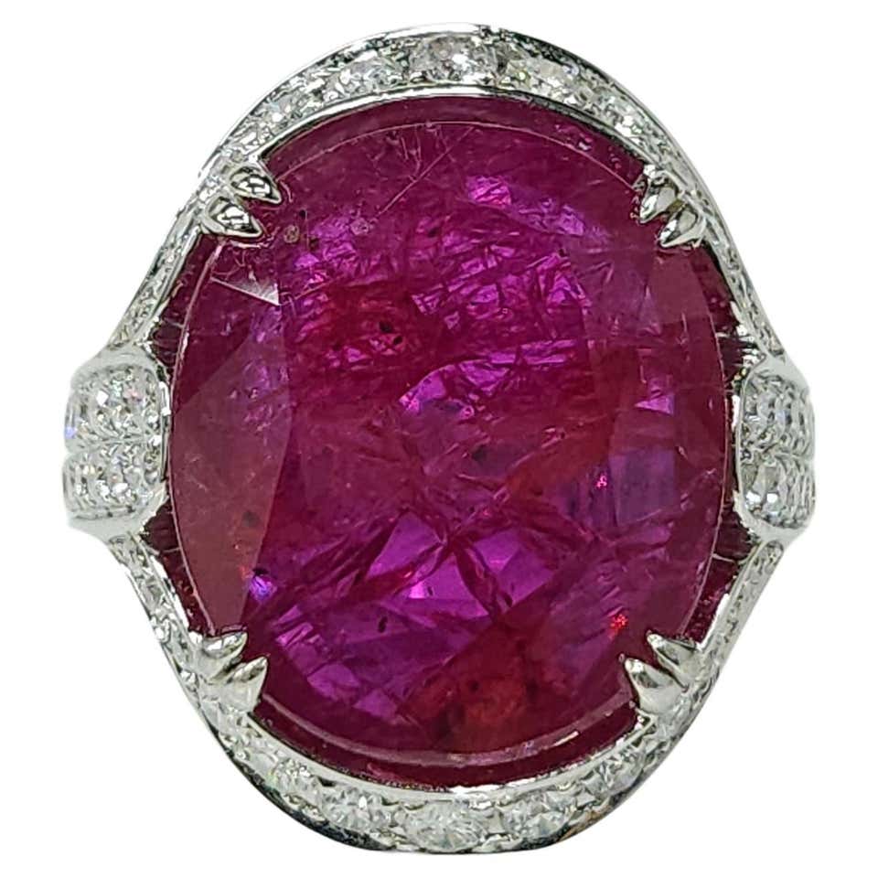 Ruby Rare IGI Certified Rare 11.96 Carat Ruby and Diamond Ring in 18K White Gold ...