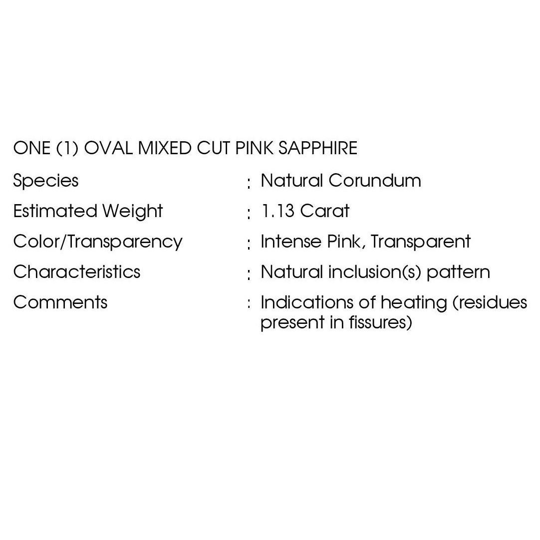 IGI Certified 1.13ct Pink-Sapphire and 0.32ct Natural Diamonds Platinum Ring For Sale 5