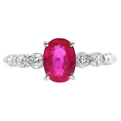 IGI Certified 1.13ct Pink-Sapphire and 0.32ct Natural Diamonds Platinum Ring