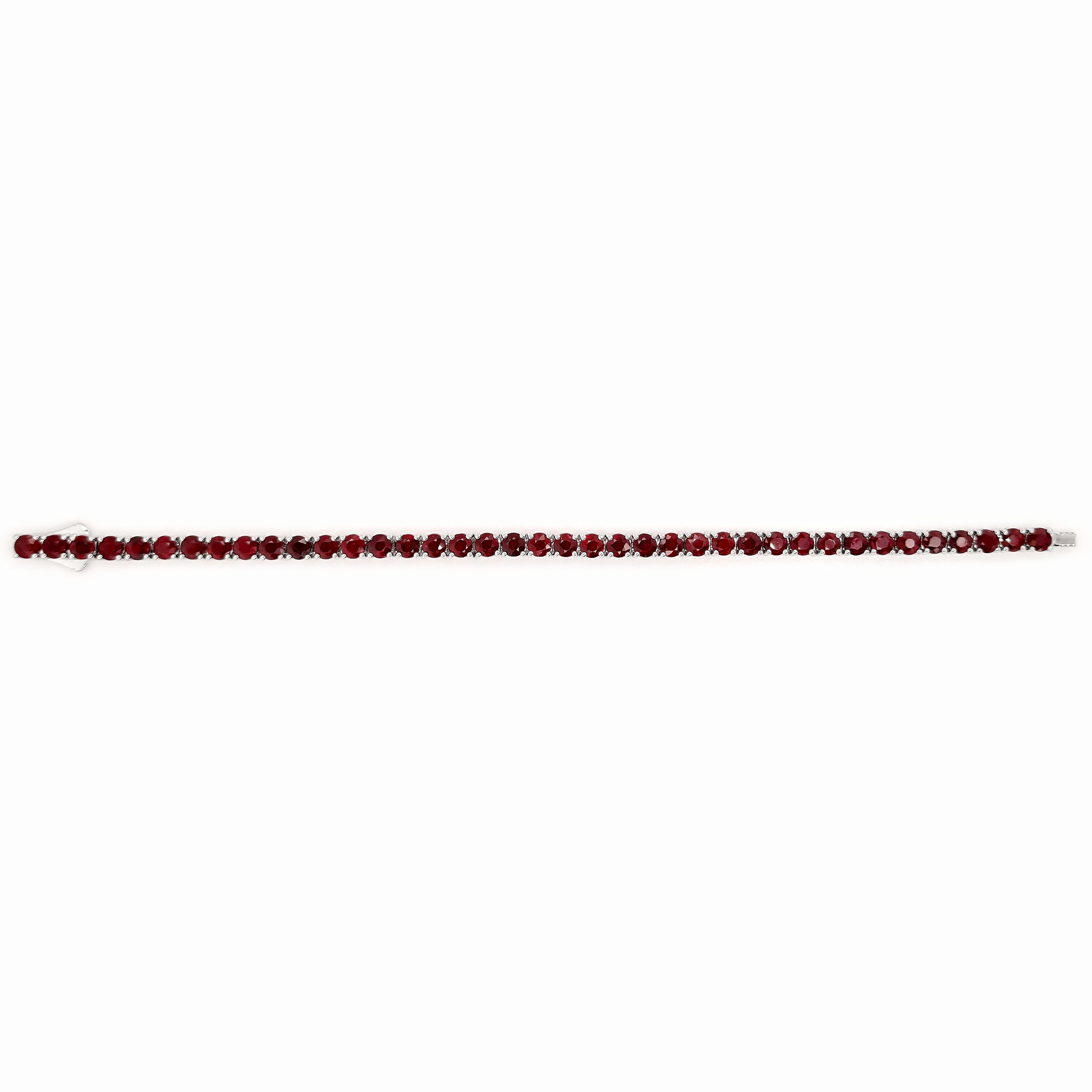 IGI Certified 11.46ct Natural Rubies 14K White Gold Bracelet For Sale 2