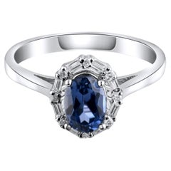 IGI-zertifizierter Ring mit einem natürlichen Saphir von 1,15 Karat und Diamanten aus 14-karätigem Gold