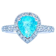 IGI-zertifizierter 1,15 Karat Paraiba- und Diamantring aus 18K Weißgold