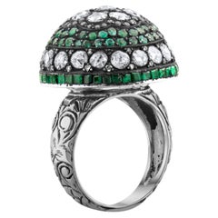 IGI Certified 11.53 Carat Natural Emerald and Diamond Statement Ring 8K Gold