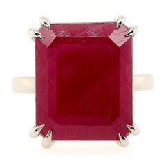 IGI Certified 11.57 Carat Not-Treated Ruby 14k White Gold Ring