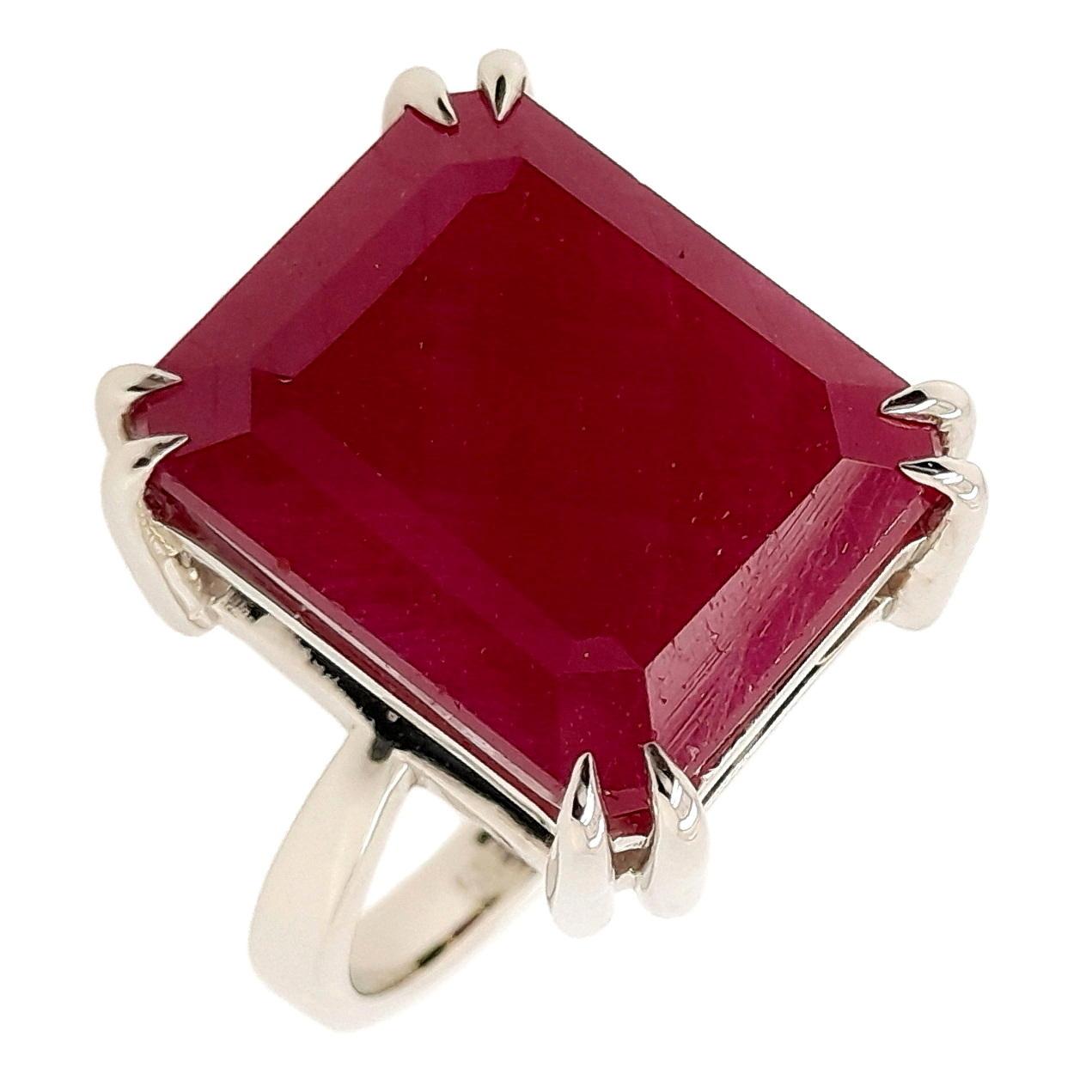 IGI-zertifizierter 11,57 Karat nicht behandelter Rubin 14k Weißgold Ring 3