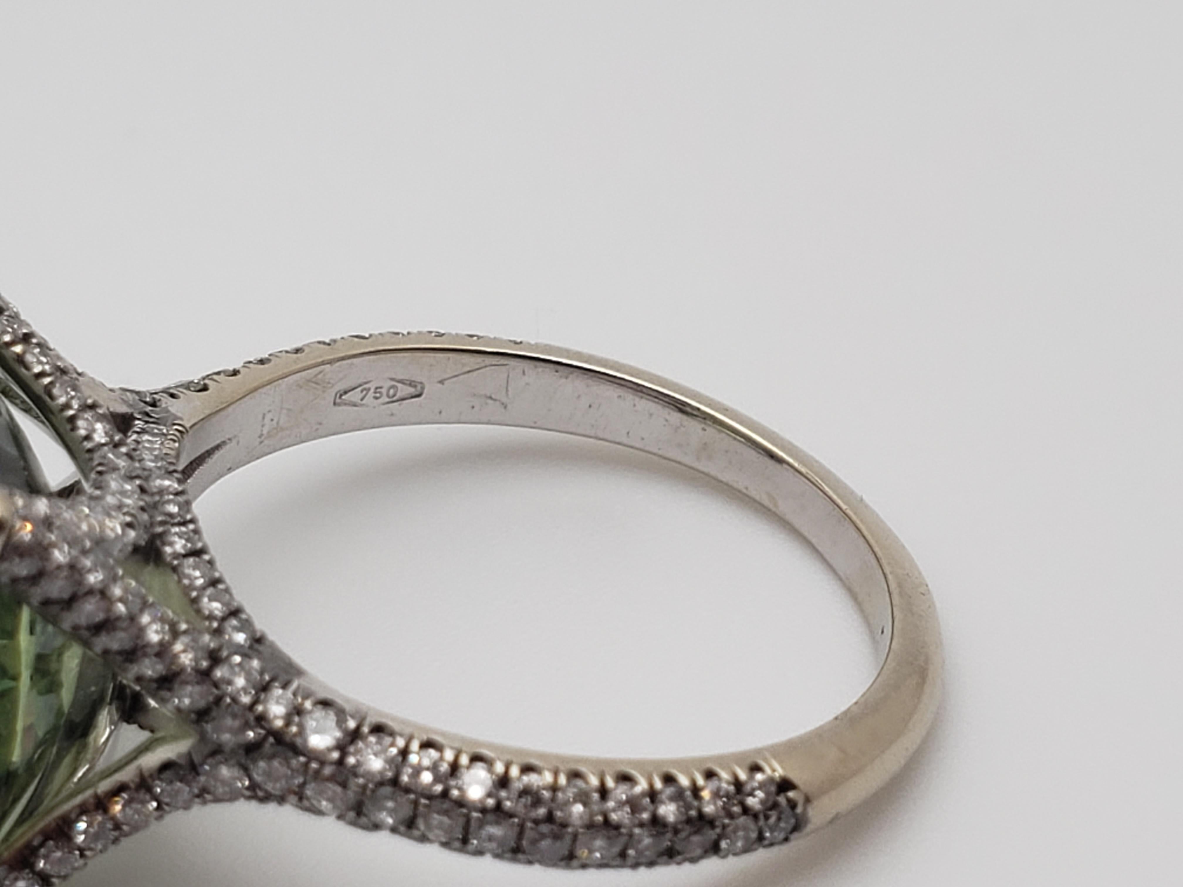 Anello di fidanzamento in oro bianco 18 carati con zaffiro verde da 11,63 carati certificato IGI in vendita 12