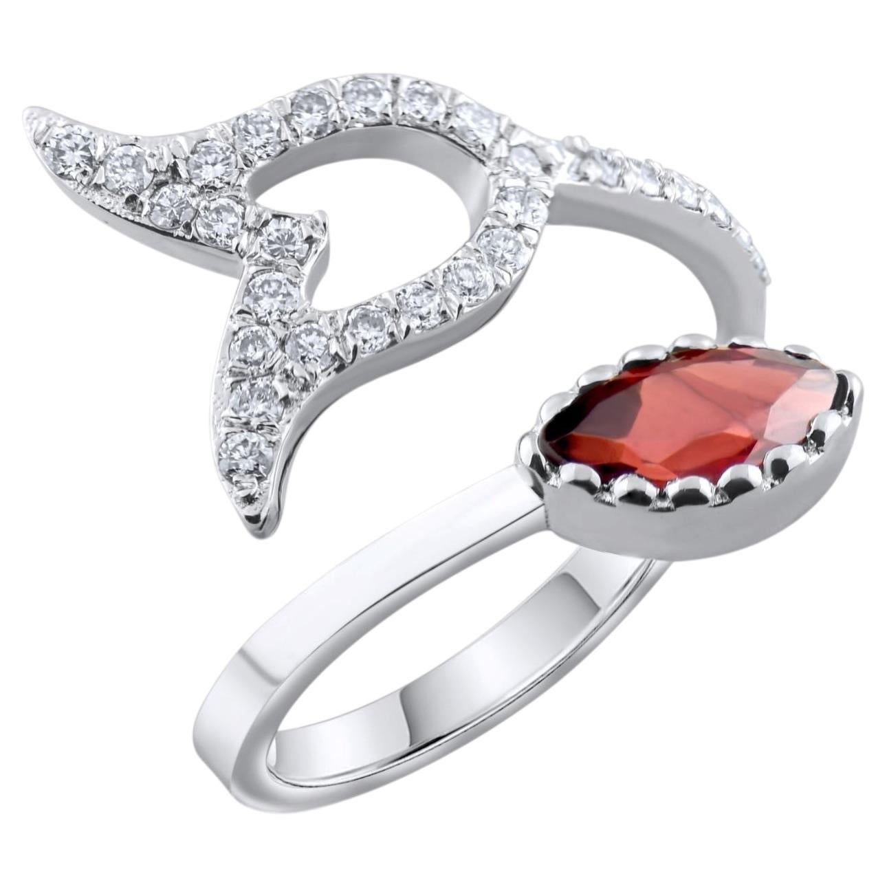 Bague imposante en or 14 carats sertie d'un grenat naturel de 1,17 carat certifié par l'IGI et de diamants