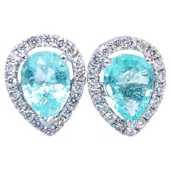 Orecchini con Paraiba e diamanti da 1,17 carati certificati IGI in oro bianco 18 carati