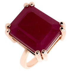 IGI Certified 11.77 Carat Not-Treated Ruby 14k Pink Gold Ring