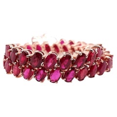 IGI Certified 11.79 Carat Natural Rubies 14k Pink Gold Bracelet