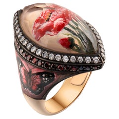 IGI-zertifiziert 1,18 Karat Diamant Schmetterling und floralen Aussage Ring