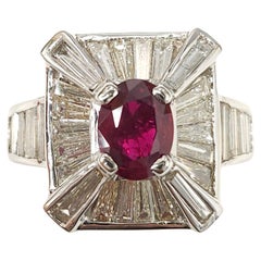 IGI Certified 1.19 Carat Burma Ruby & Diamond Ring in 18K White Gold