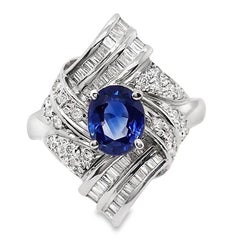 Platinring mit IGI-zertifiziertem 1,19 Karat natürlichem Saphir und 1,02 Karat natürlichem Diamant