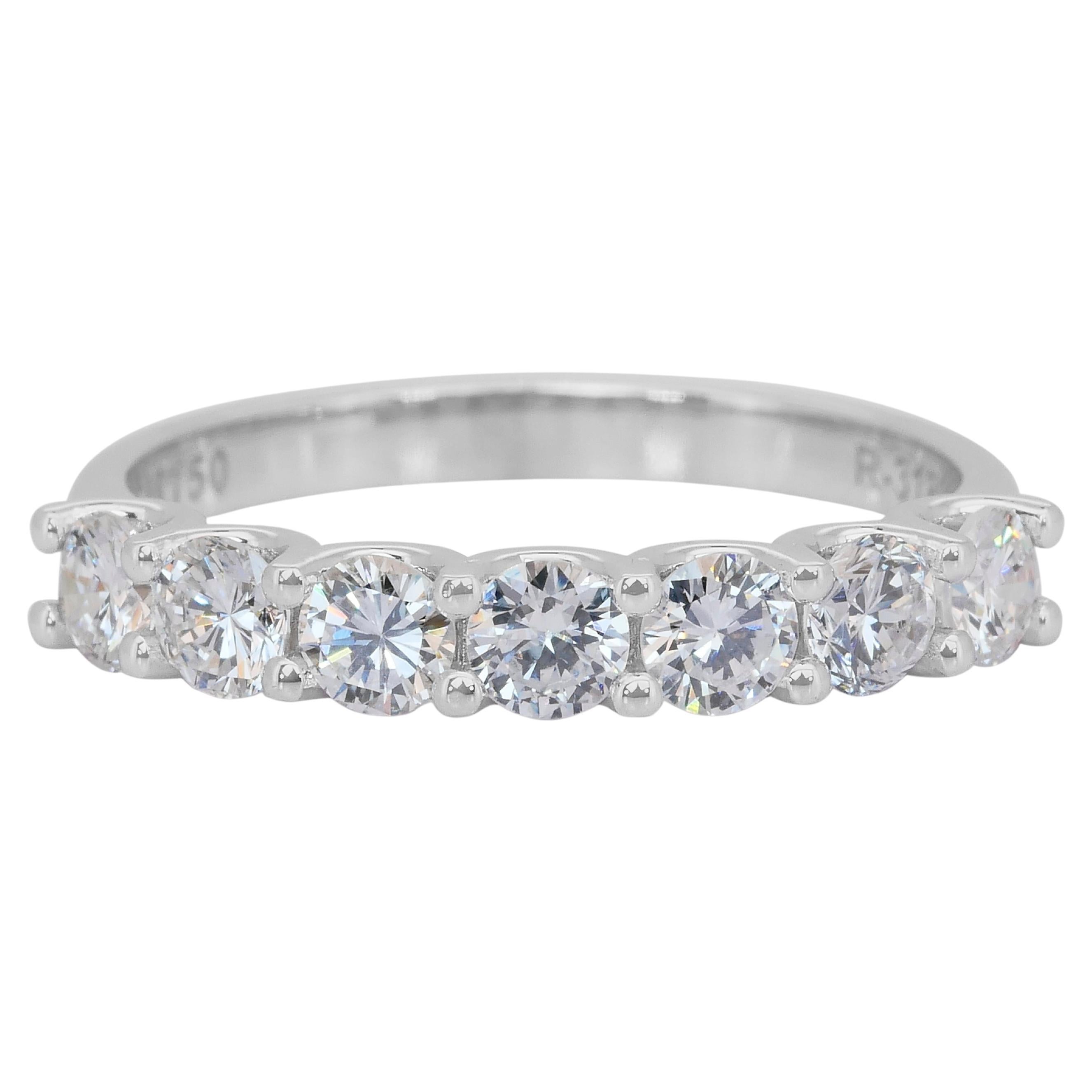 IGI Certified 1.20ct Diamonds 7-Stone Ring in 18k White Gold