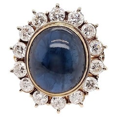 IGI Certified 12.10ct Not-Treated Sapphire and 1.73ct Diamonds Gold Ring