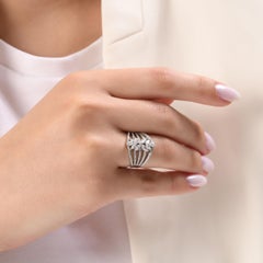 IGI-zertifizierter Statement-Ring mit natürlichem Diamanten (1,22 Karat) in Blumenform, 18-karätiges Gold