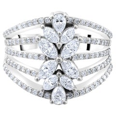 IGI-zertifizierter Statement-Ring mit natürlichem Diamanten (1,22 Karat) in Blumenform, 18-karätiges Gold