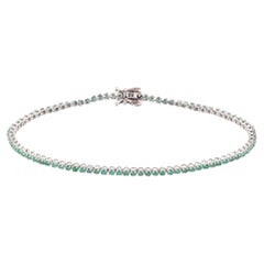 IGI Certified 1.24 Carat Natural Emerald Gemstone 18K White Gold Chain Bracelet