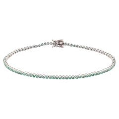 Bracelet à chaîne en or blanc 18 carats avec émeraude naturelle certifiée IGI de 1,24 carat