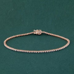 Bracelet à chaîne en or rose 14 carats avec diamants et moissanite transparente certifiée IGI de 1,249 carat