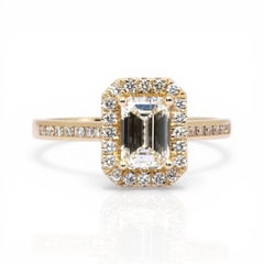 IGI Certified 1.24ct Diamonds Halo Ring in 18k Yellow Gold