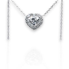 IGI Certified 1.24ct Diamonds Necklace with Heart Halo Pendant in 18k White Gold
