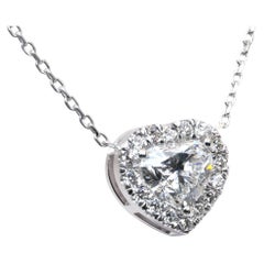 IGI Certified 1.24ct Diamonds Necklace with Heart Halo Pendant in 18k White Gold